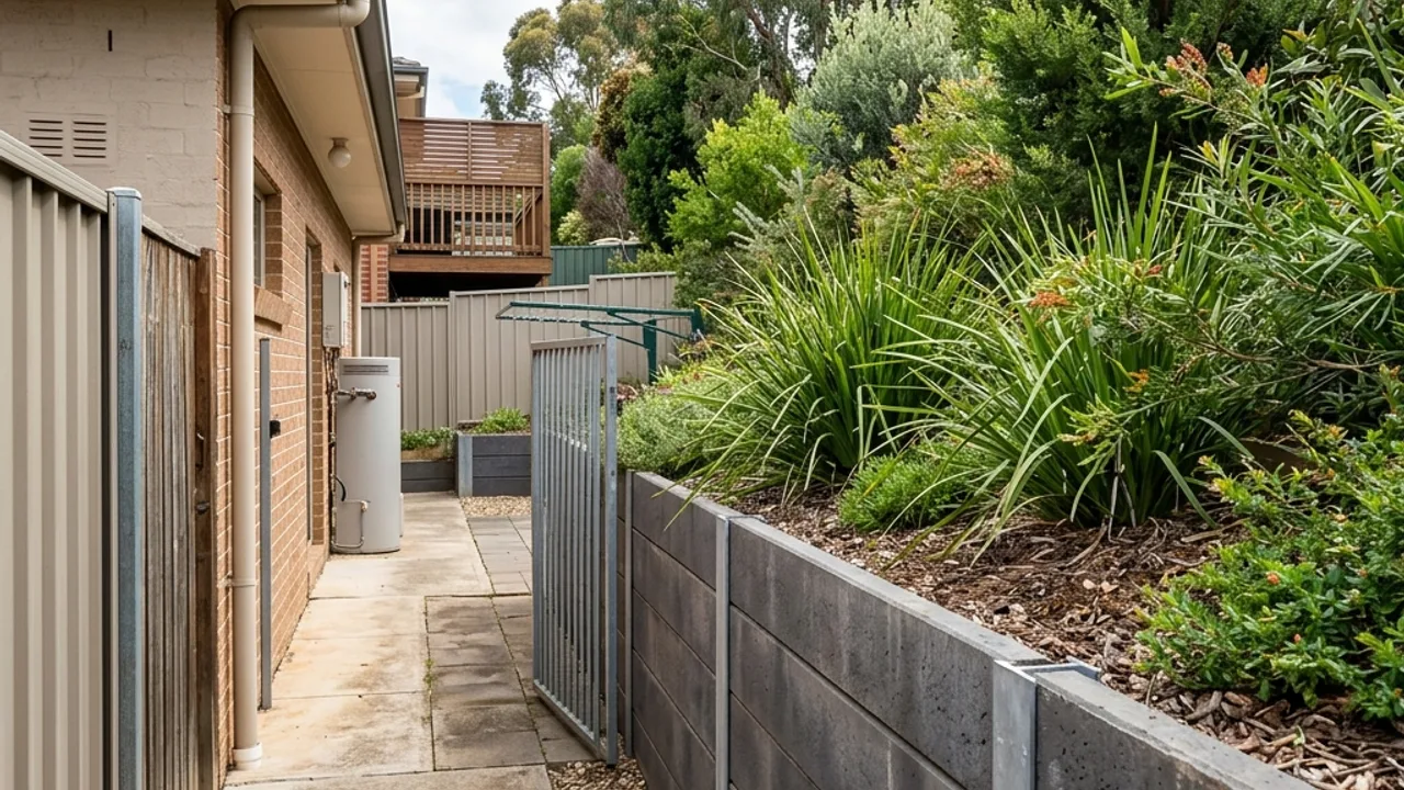 Residential side access beside a retained garden