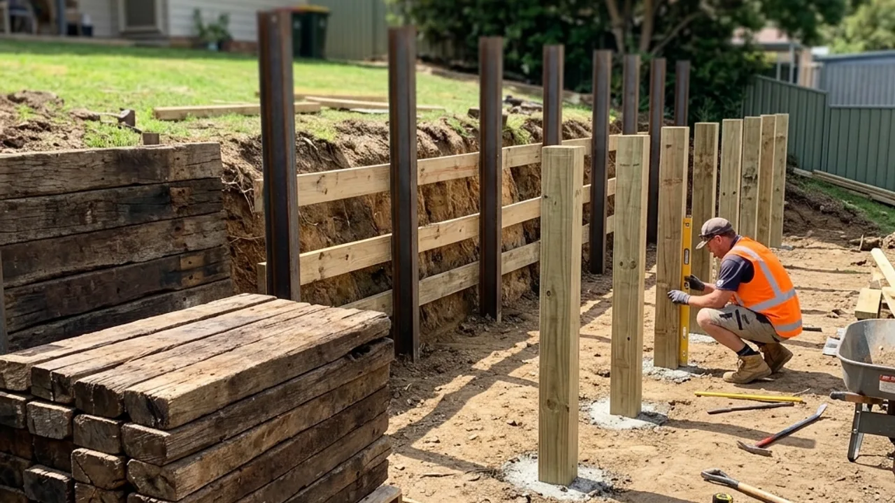 Retaining Wall Replacement project with retained ground visible